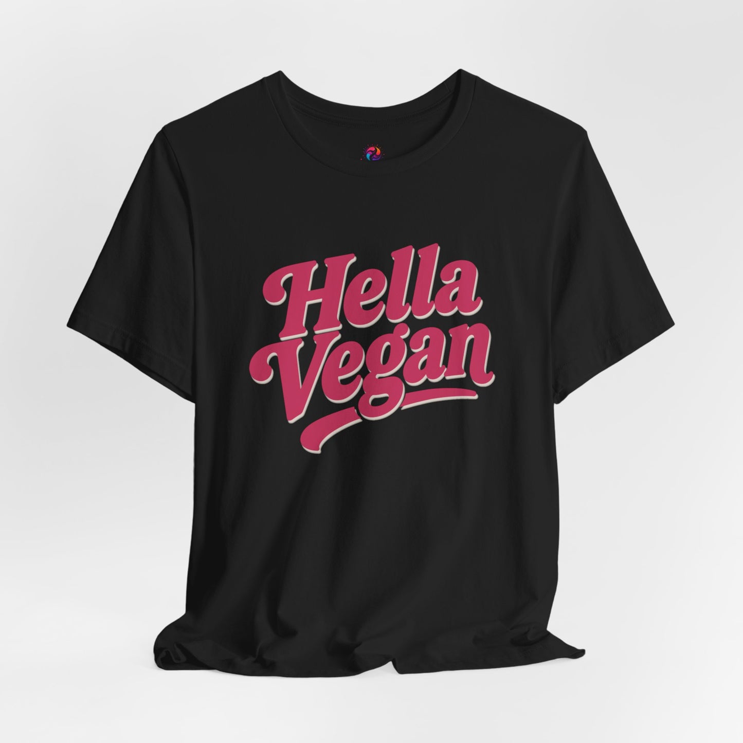 Hella Vegan T-Shirt — Retro Script Vegan Pride Tee - Pink