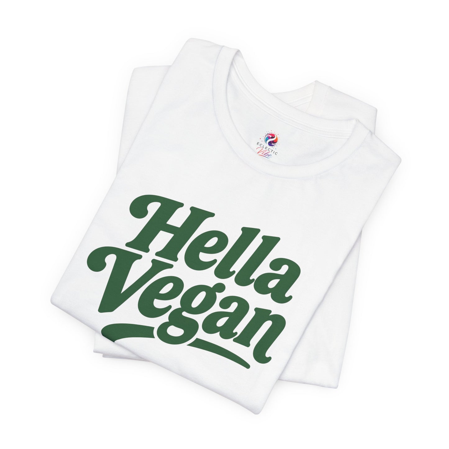 Hella Vegan Tee - Retro Green Script Vegan T-Shirt