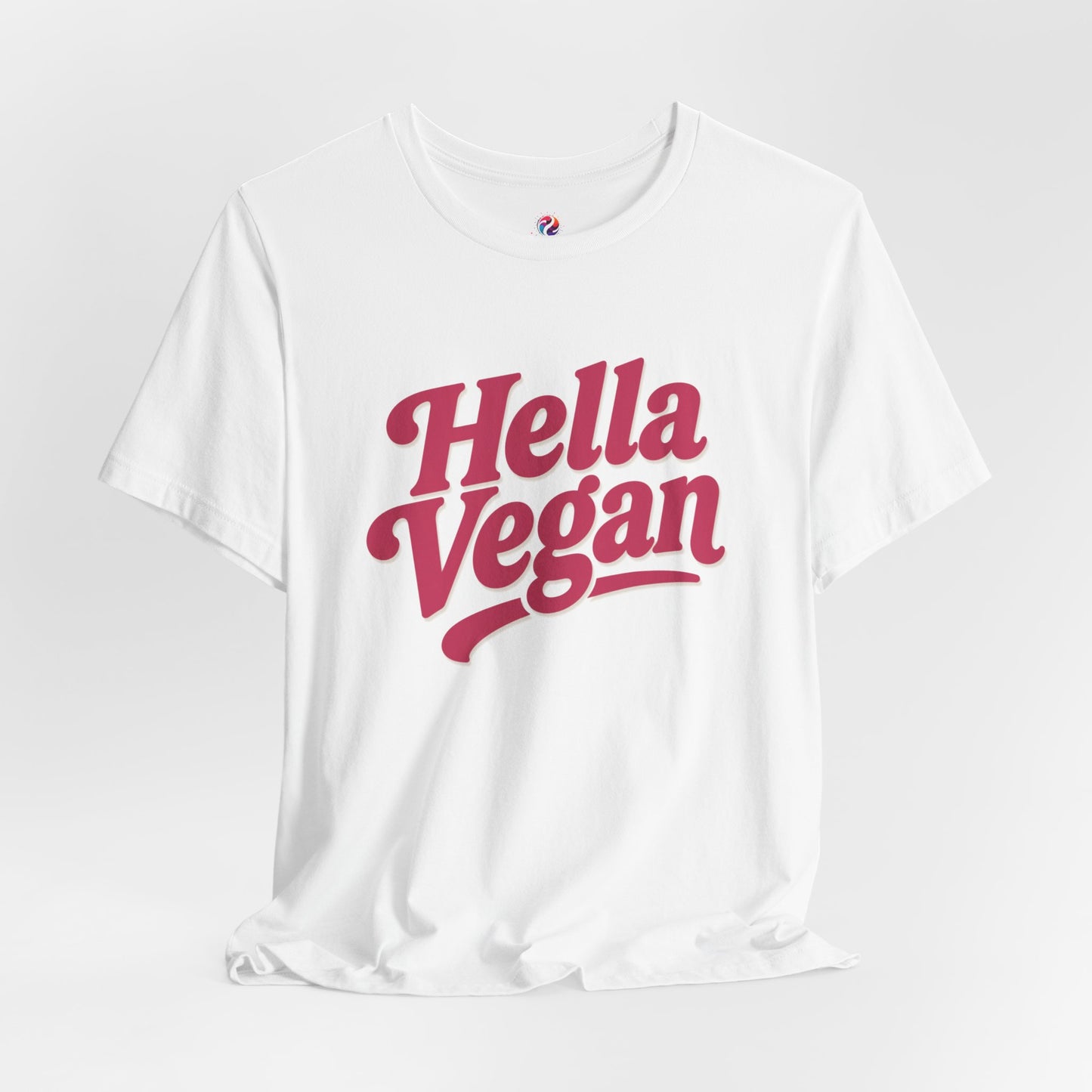 Hella Vegan T-Shirt — Retro Script Vegan Pride Tee - Pink
