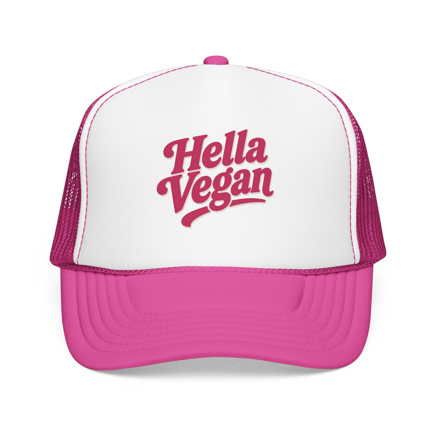 Hella Vegan Trucker Hat - Pink Font