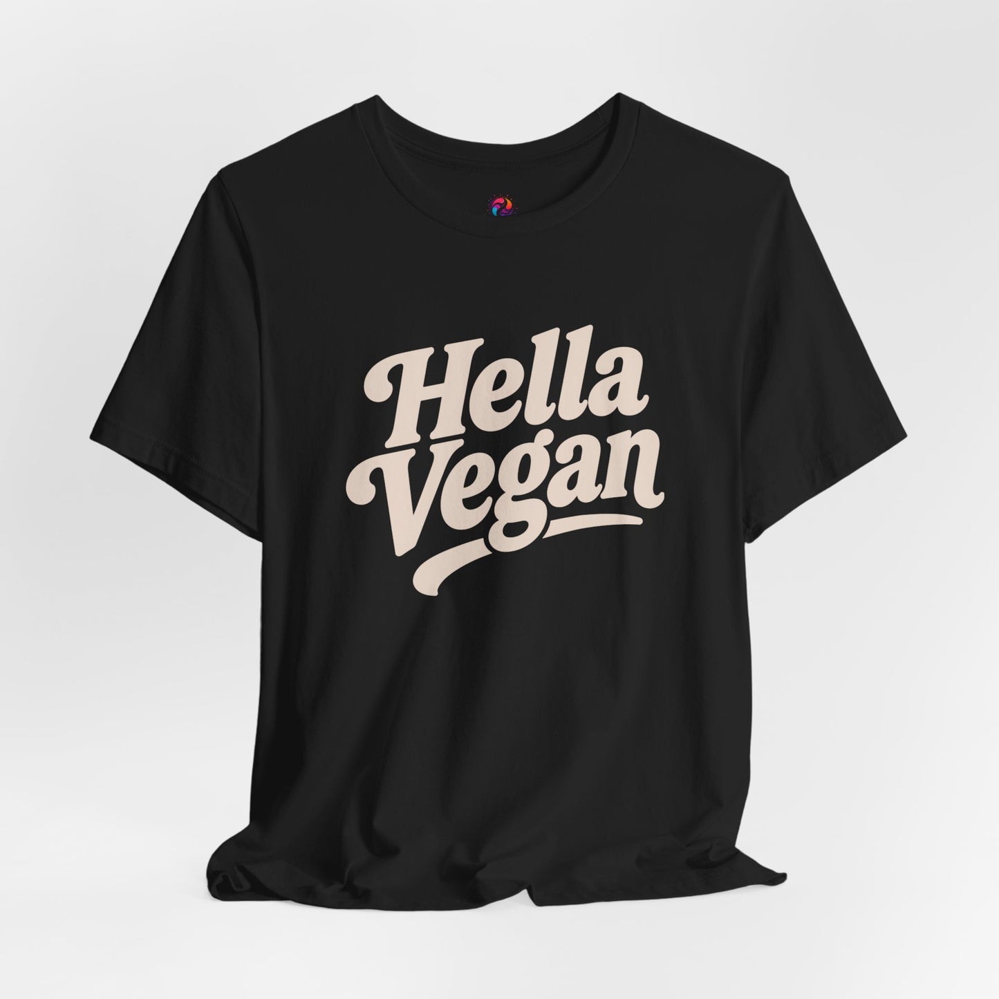 Hella Vegan T-Shirt — Retro Script Vegan Pride Tee