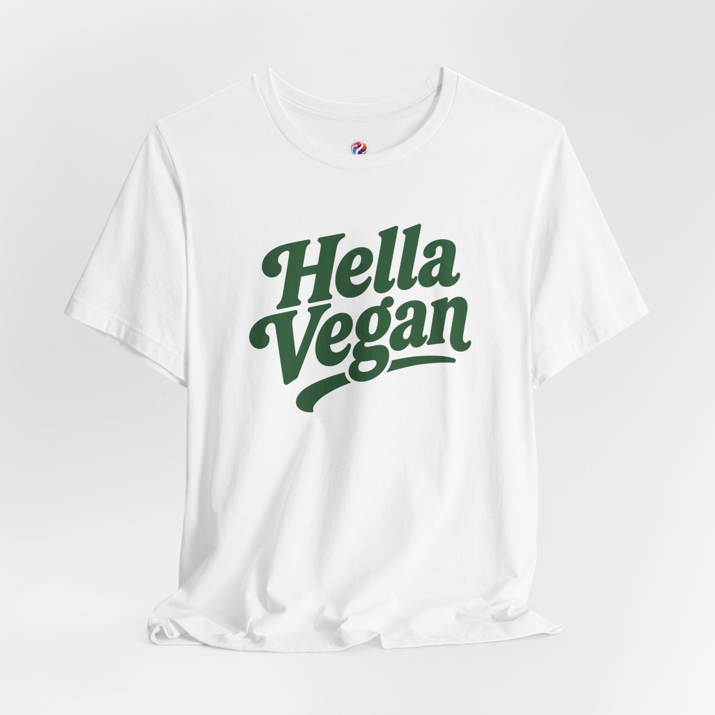 Hella Vegan Tee - Retro Green Script Vegan T-Shirt