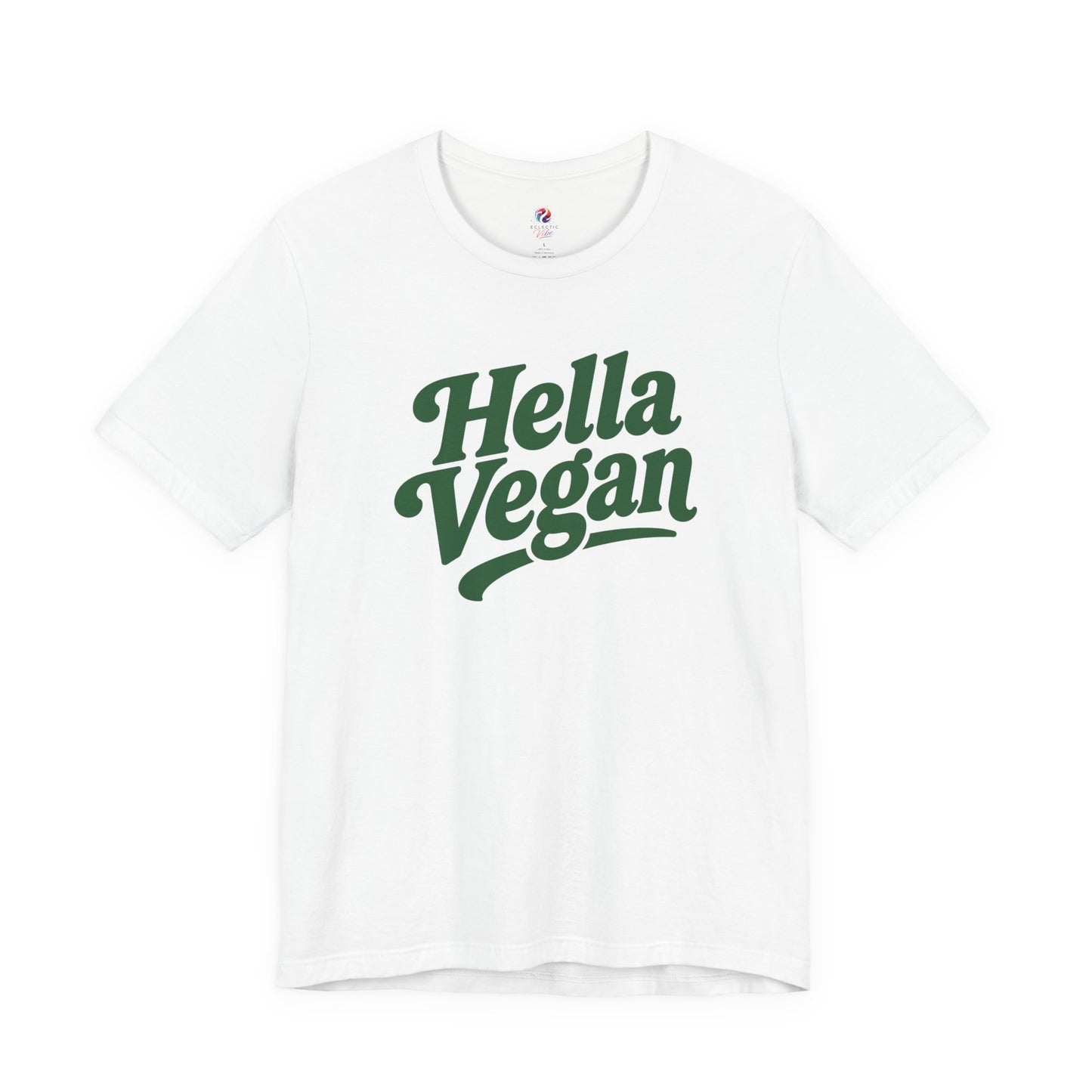 Hella Vegan Tee - Retro Green Script Vegan T-Shirt