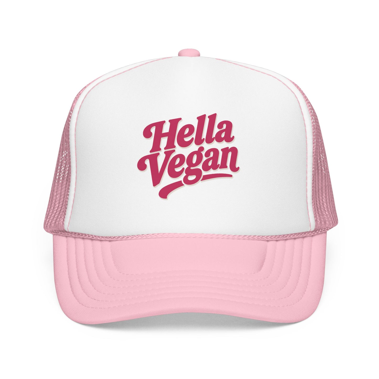 Hella Vegan Trucker Hat - Pink Font