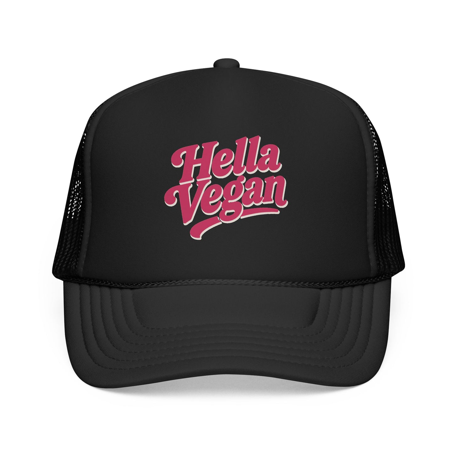 Hella Vegan Trucker Hat - Pink Font