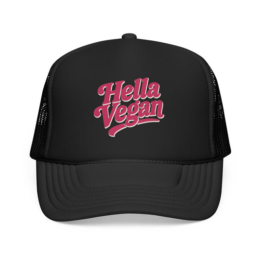 Hella Vegan Trucker Hat - Pink Font