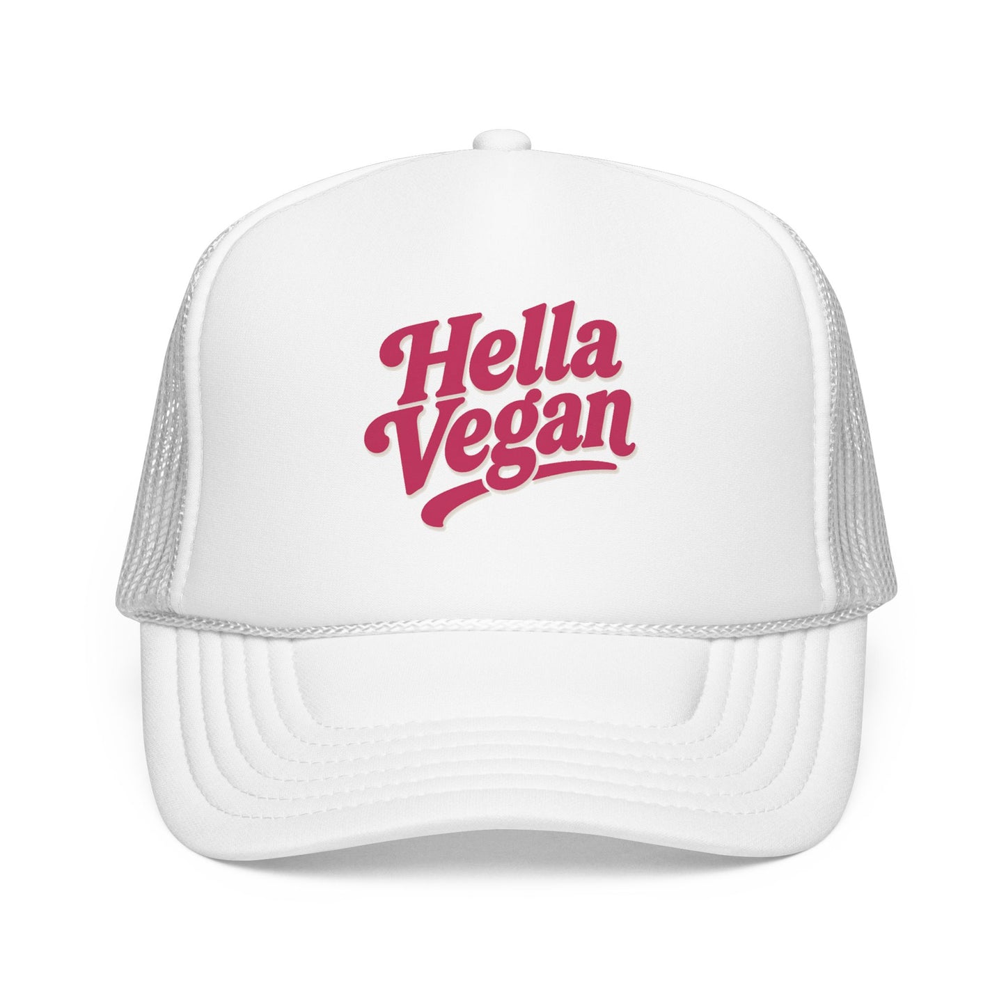 Hella Vegan Trucker Hat - Pink Font