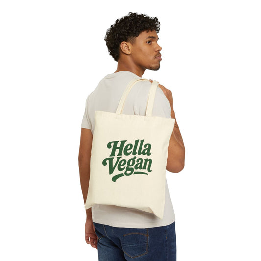 Hella Vegan Canvas Tote Bag — Reusable Grocery & Market Bag - Green