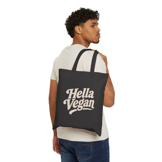 Hella Vegan Canvas Tote Bag — Reusable Grocery & Market Bag - Pink or Beige